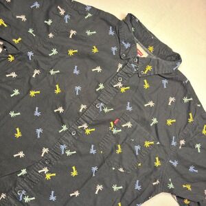 Levis Mens Palm Trees Short Sleeve Button Down Shirt Black Cotton Large